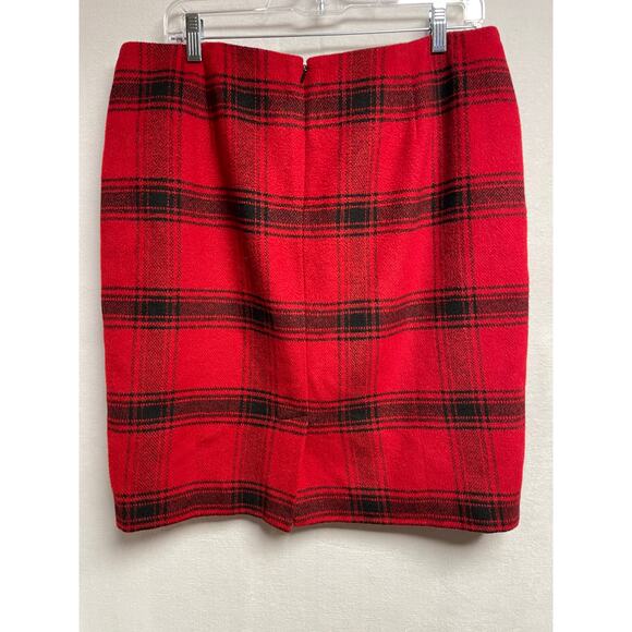 Talbots women’s wool skirt‎ red black plaid size 14 Petite lined - Picture 3 of 5